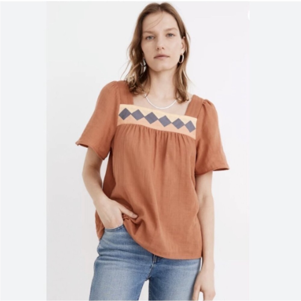 Madewell Patchwork Square-Neck Top